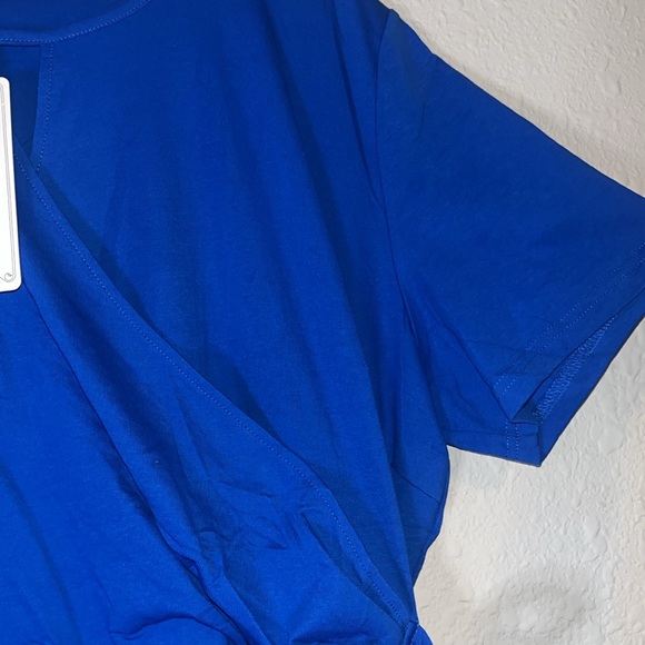 Blue Wrap Dress With Pockets - Picture 4 of 7